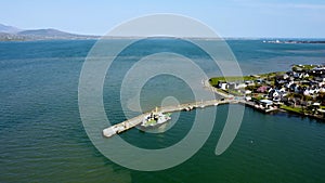 Aerial photo of Carlingford Ferry Lough County Louth on the Irish Sea Ireland