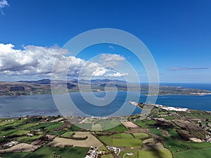 Aerial photo of Carlingford Village Lough County Louth Irish Sea Ireland