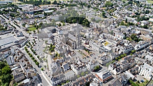 Aerial photo of Chateaubriant city center in Loire Atlantique