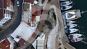 Aerial Photo Of City Berth With Moored Boats