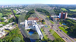 The aerial photo of the city of Foz do IguaÃ§u in Brazil