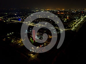 Aerial photo of city lights at night small town