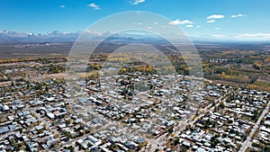 Aerial photo of the City of MalargÃ¼e, Mendoza, Argentina photo