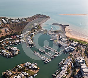 An aerial photo of Cullen Bay, Darwin, Northern Territory, Australia.