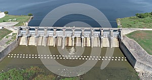 Aerial photo of the dam on Lake Proctor in Texas