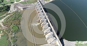 Aerial photo of the dam on Lake Proctor in Texas