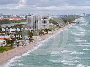 Aerial photo Dania Beach fishing pier Florida USA