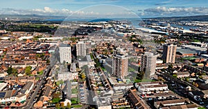 Aerial Photo of The Divis high rise flats Belfast Northern Ireland