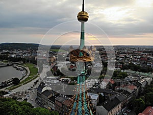 Aerial photo from drone. The culture and historical capital of Poland. Comfortable and beautiful Krakow. The land of Legend. The