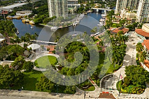 Aerial photo Esplanade Park Fort Lauderdale on the river