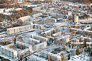Aerial photo from Finnish housing estates in winter
