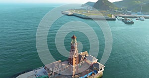 Aerial photo of Fisherman\'s Wharf scenic area in Dalian Liaoning province