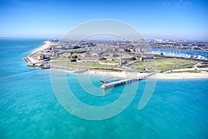 Aerial photo of Fort Cumberland in Southsea