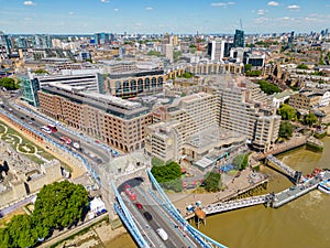 Aerial photo Guoman Hotel on Thames River London photo