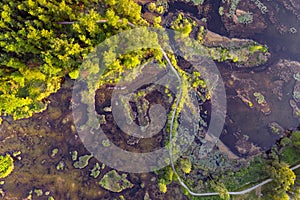Aerial photo high above the Cheam Lake Wetlands Regional Park, Rosedale, British Columbia, Canada