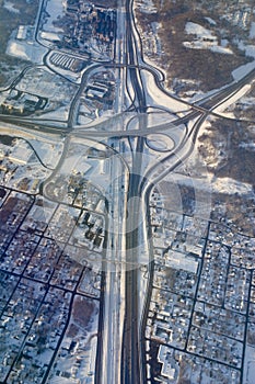 Aerial photo of highway intersection photo