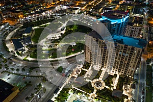 Aerial photo Hollywood Florida Young Circle night photo