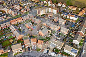 Aerial photo of the housing estates and suburban area of the town of Swarcliffe in Leeds
