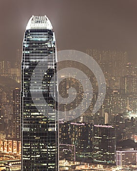 Aerial photo of IFC hong kong at night