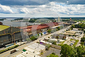 Aerial photo industrial mills and factories