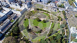 Aerial photo of the Jardin des Plantes in Nantes city