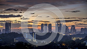 Aerial Photo of Kuala Lumpur cityscape during sunrise at Changkat Tunku.