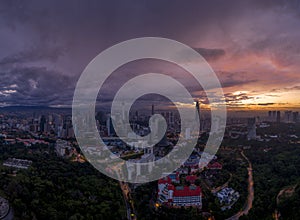 Aerial Photo of Kuala Lumpur cityscape during sunrise at Changkat Tunku.