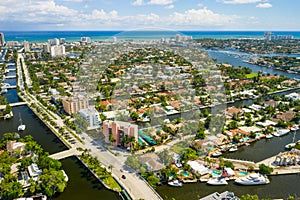Aerial photo Las Olas Fort Lauderdale Florida luxury neighborhoods with waterfront island homes photo