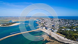 Aerial photo of Le Croisic city center and port