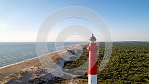 Aerial photo of lighthouse La Coubre in La Tremblade, Charente M