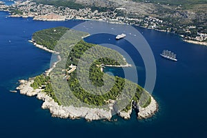 Aerial photo of Lokrum island near Dubrovnik