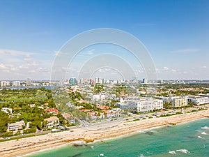 Aerial photo luxury beachfront homes in Palm Beach FL