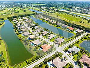 Aerial photo luxury homes in Davie Florida riverstone neighborhood