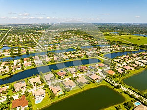 Aerial photo luxury homes in Davie Florida riverstone neighborhood