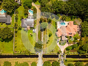 Aerial photo mansions in Southwest Ranches neighborhood Florida USA photo