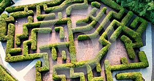 Aerial photo of the Maze at Carnfunnock Park Larne County Antrim Coast Northern Ireland