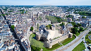 Aerial photo of Nantes city castle photo