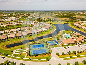 Aerial photo neighborhoods in Vero Beach Florida USA with amenities photo