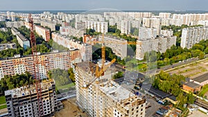 Aerial photo at  New high-rise apartment buildings under construction