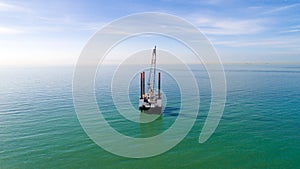 Aerial photo of an offshore platform in the Channel sea