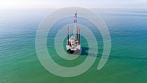 Aerial photo of an offshore platform in the Channel sea
