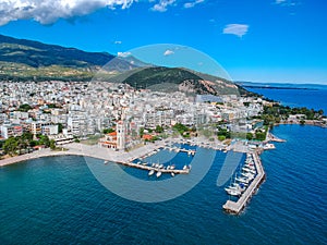 Aerial photo over Volos city and the port in Magnesia  Greece photo