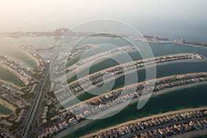 Aerial photo of The Palm Jumeirah in Dubai, UAE