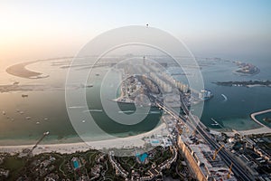 Aerial photo of The Palm Jumeirah in Dubai, UAE