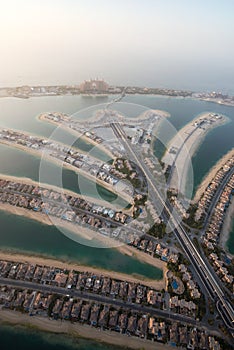Aerial photo of The Palm Jumeirah in Dubai, UAE