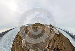 Aerial photo panorama Buddhist stupa of enlightenment Ogoy on an