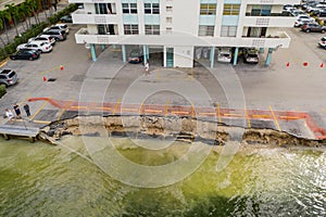 Aerial photo Parkview Towers north building seawall collapse Hallandale Beach FL