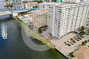 Aerial photo Parkview Towers north building seawall collapse Hallandale Beach FL