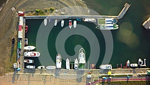 Aerial photo of port with boats docked