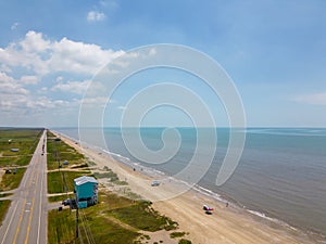 Aerial photo Ramada Beach Port Bolivar Texas